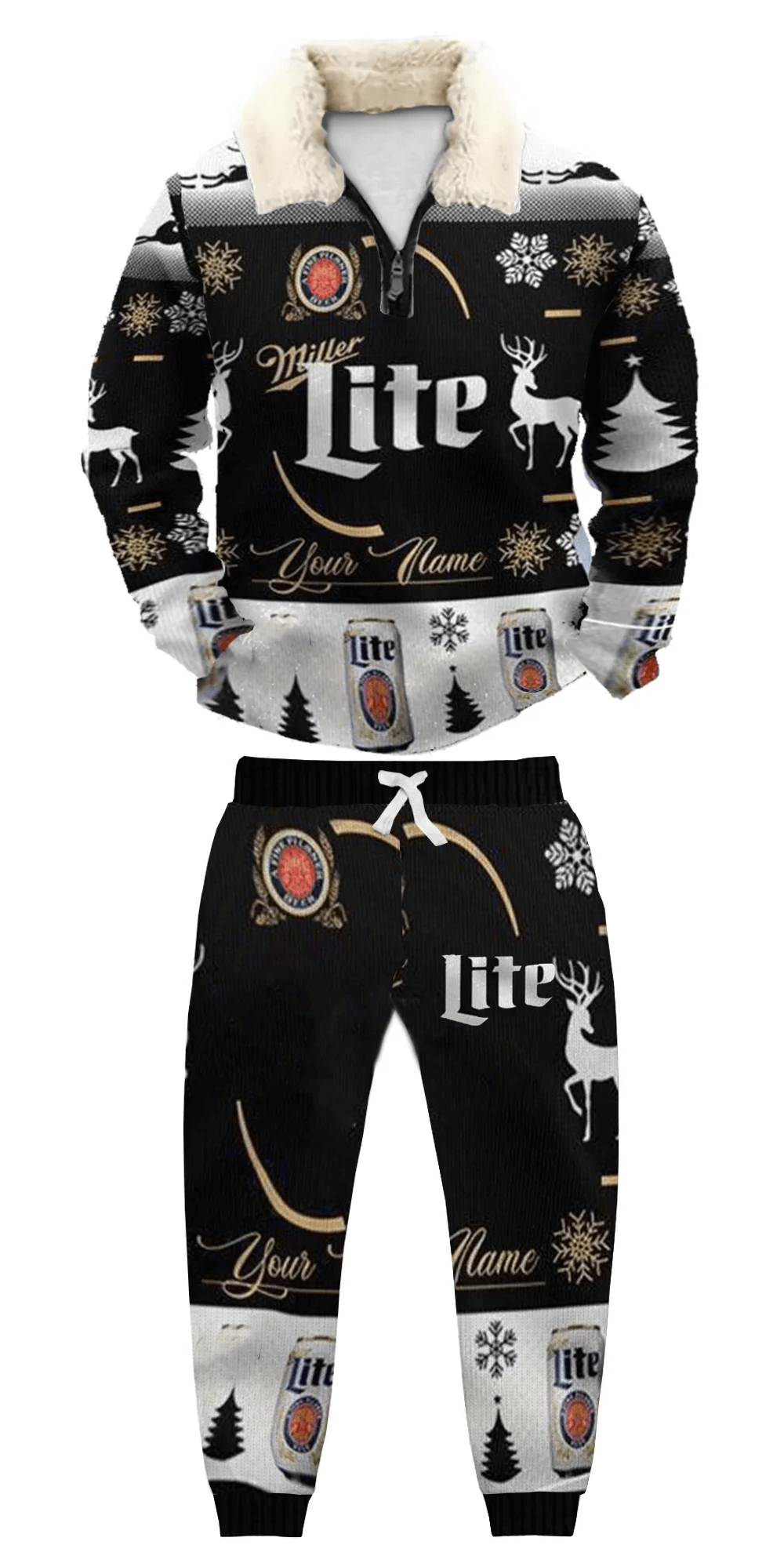 Christmas Ugly Quarter Zip Sweatshirt & Sweatpant Set Edition014