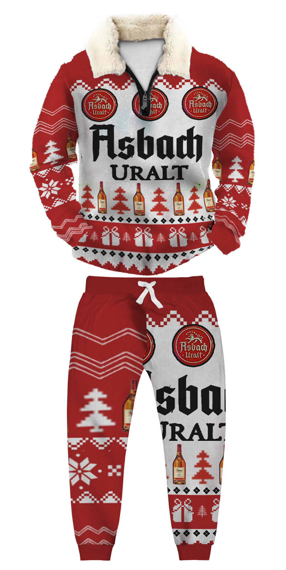 3D Print Fun Christmas Ugly Quarter Zip Sweatshirt & Sweatpant Set