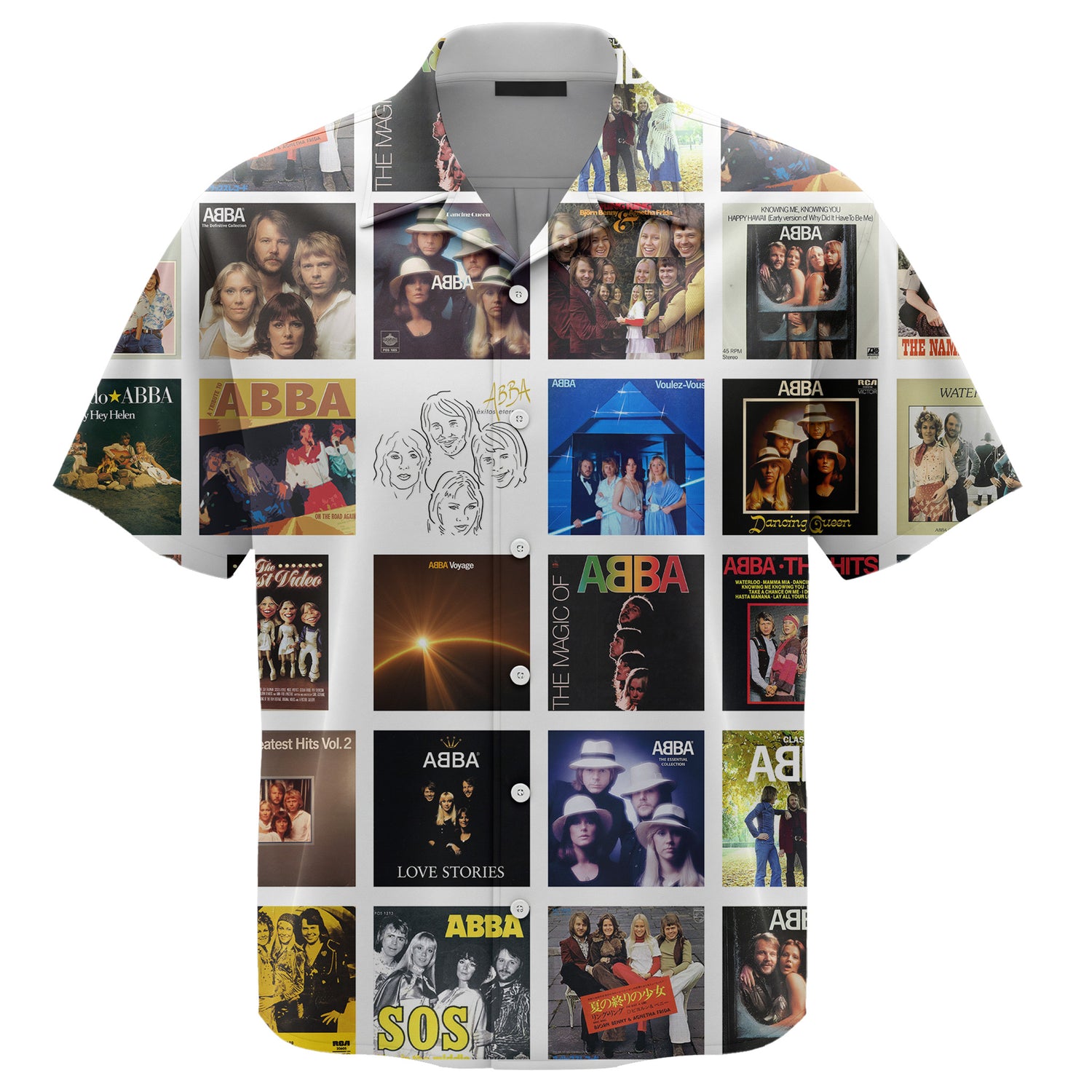 ABBA Hawaiian Shirt – Iconic Album Collage Vintage Music Style