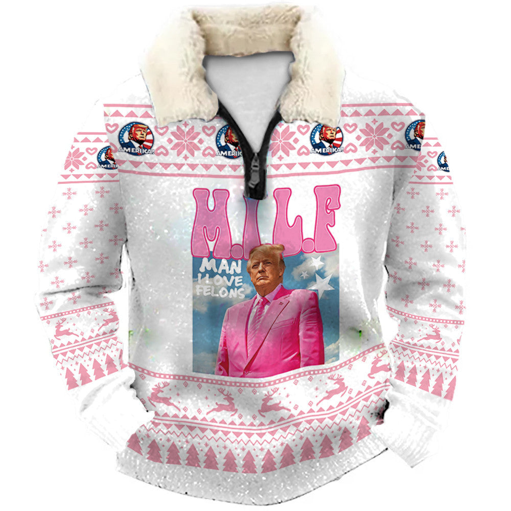 Abstract Snowflake Christmas Ugly Quarter Zip Sweatshirt