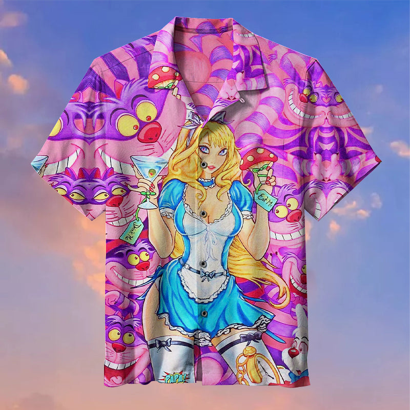 Alice in Wonderland With Cheshire Cat |Universal Hawaiian Shirt