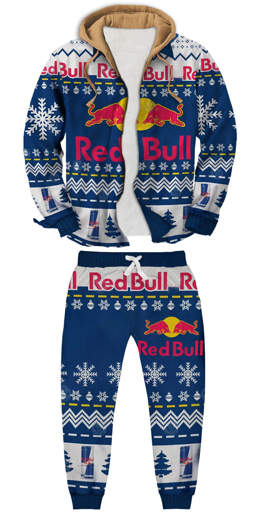 BU Men's Fake Two Gradient 3D Printing Ugly Zip Hoodie & Sweatpant Set