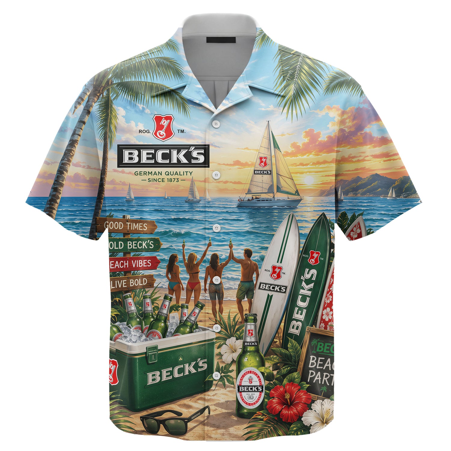 Beck’s Beach-Party Hawaiian Shirt