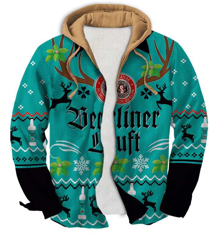 Black and Green Geometric Ugly Zip Hoodie