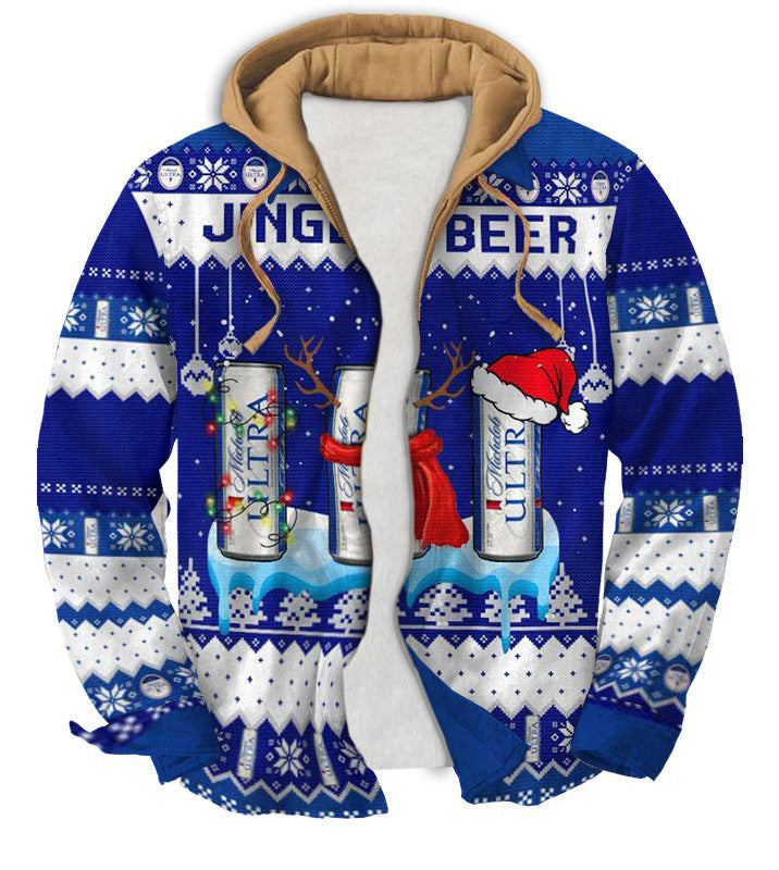 Blue and white classic Geometric Ugly Zip Hoodie