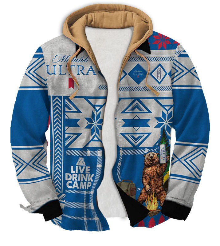 Blue gray classic Geometric Ugly Zip Hoodie