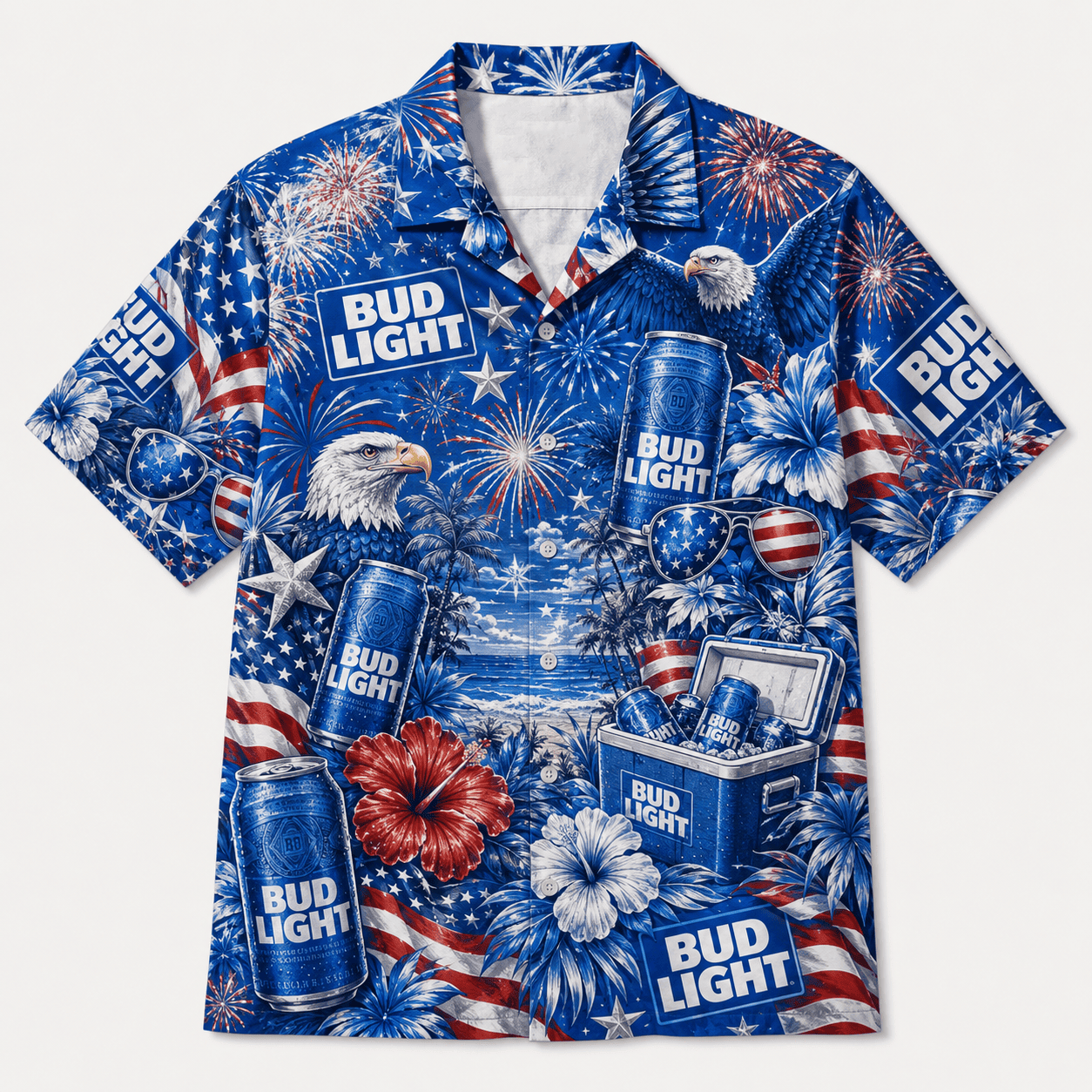 Bud Light Patriotic Eagle Hawaiian Shirt