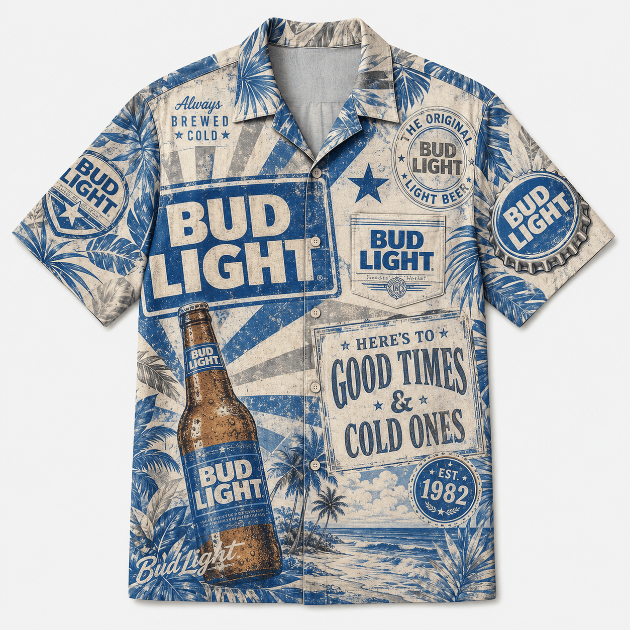 Bud Light Vintage Label Hawaiian Shirt