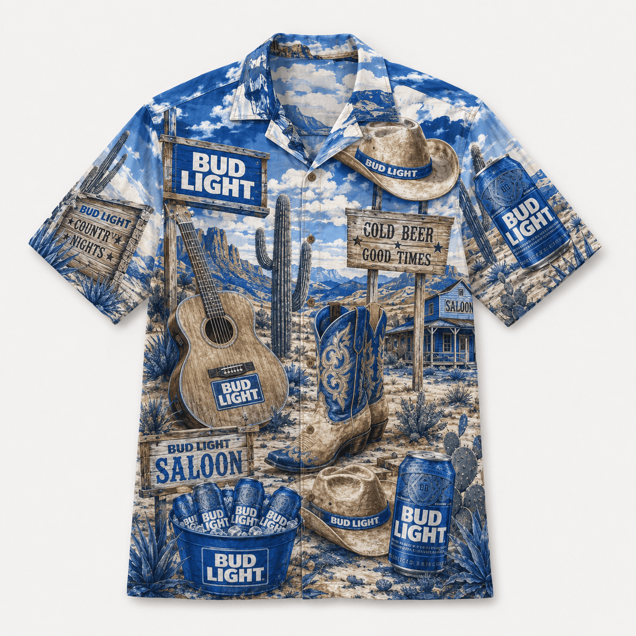 Bud Light Western Saloon Hawaiian Shirt