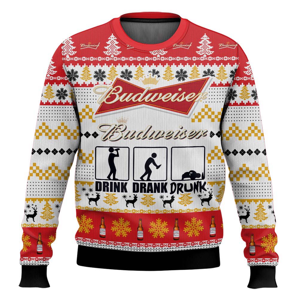 Budweiser Drink Drank Drunk Ugly Sweater