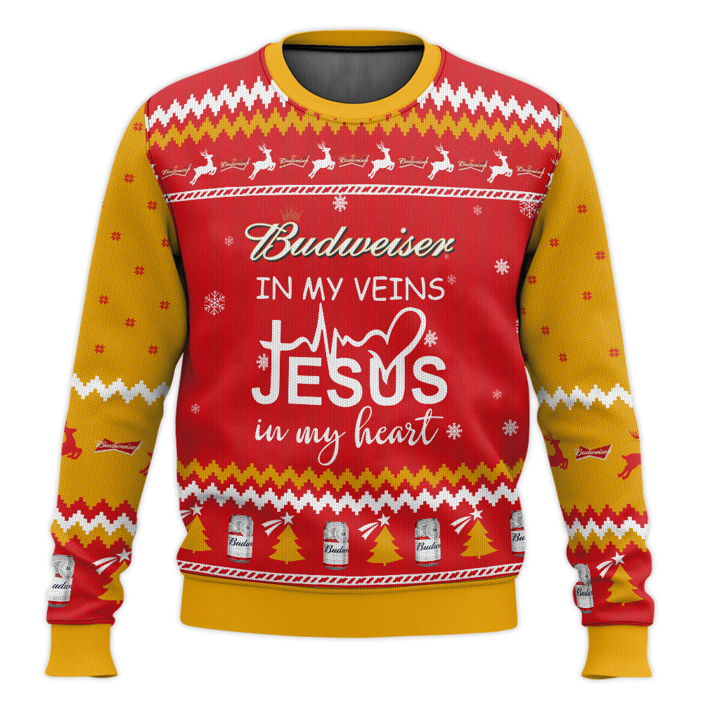 Budweiser In My Vein  Ugly Sweater