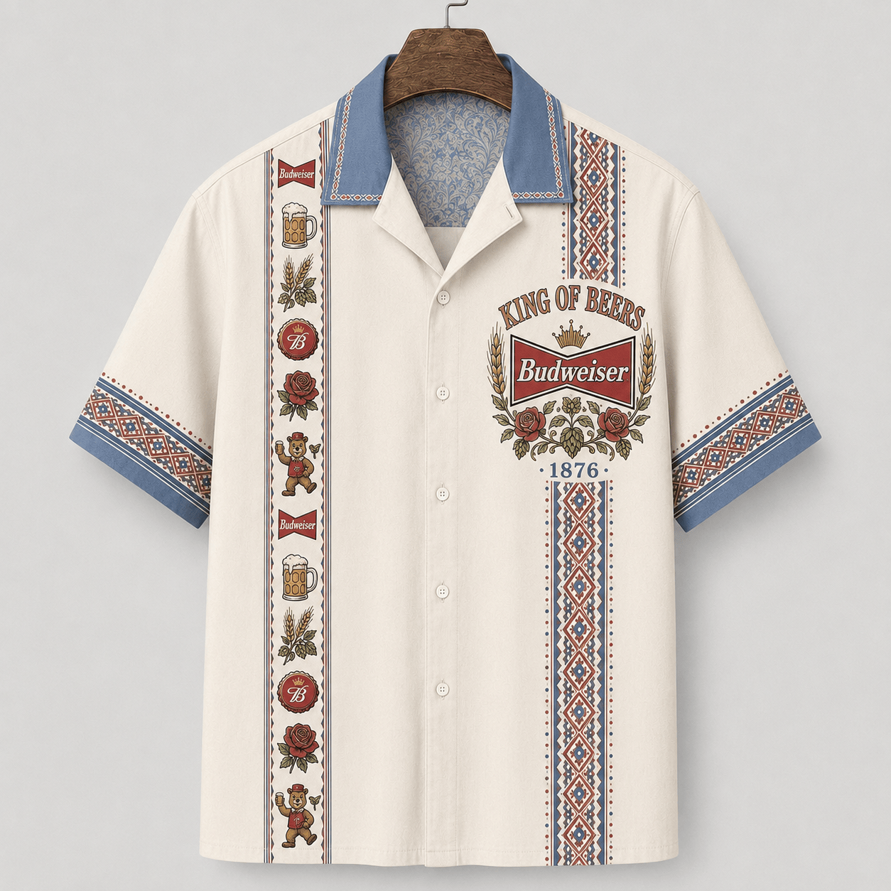 Budweiser King of Beers Vintage Heritage Hawaiian Shirt