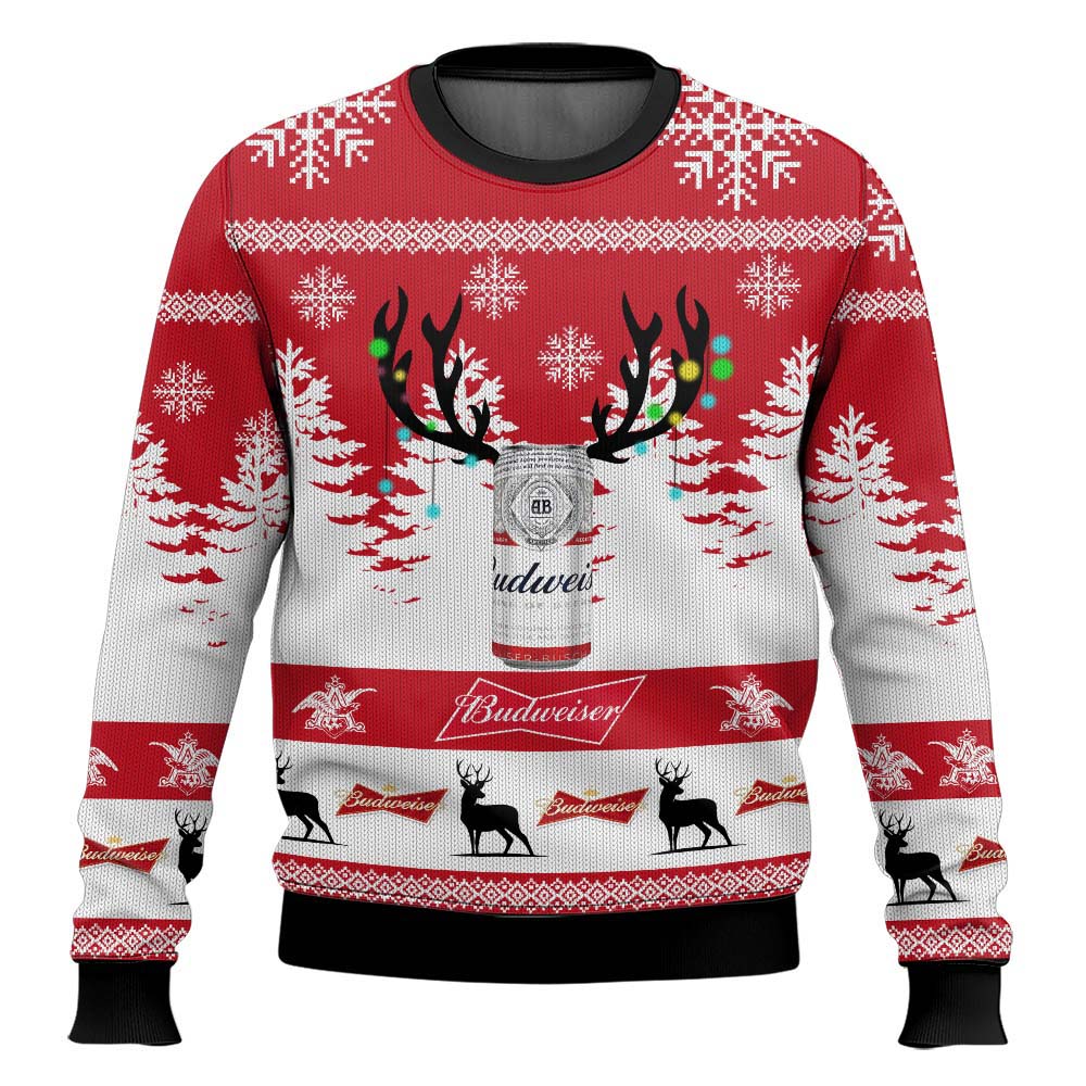 Budweiser Reindeer – Custom Name Ugly Sweater