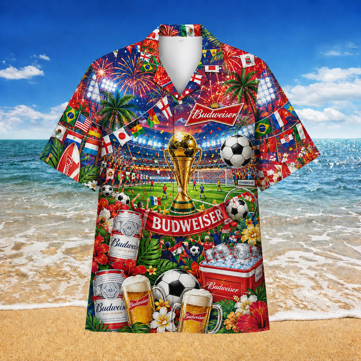 Budweiser Soccer Cup Tropical 1 Hawaiian Shirt