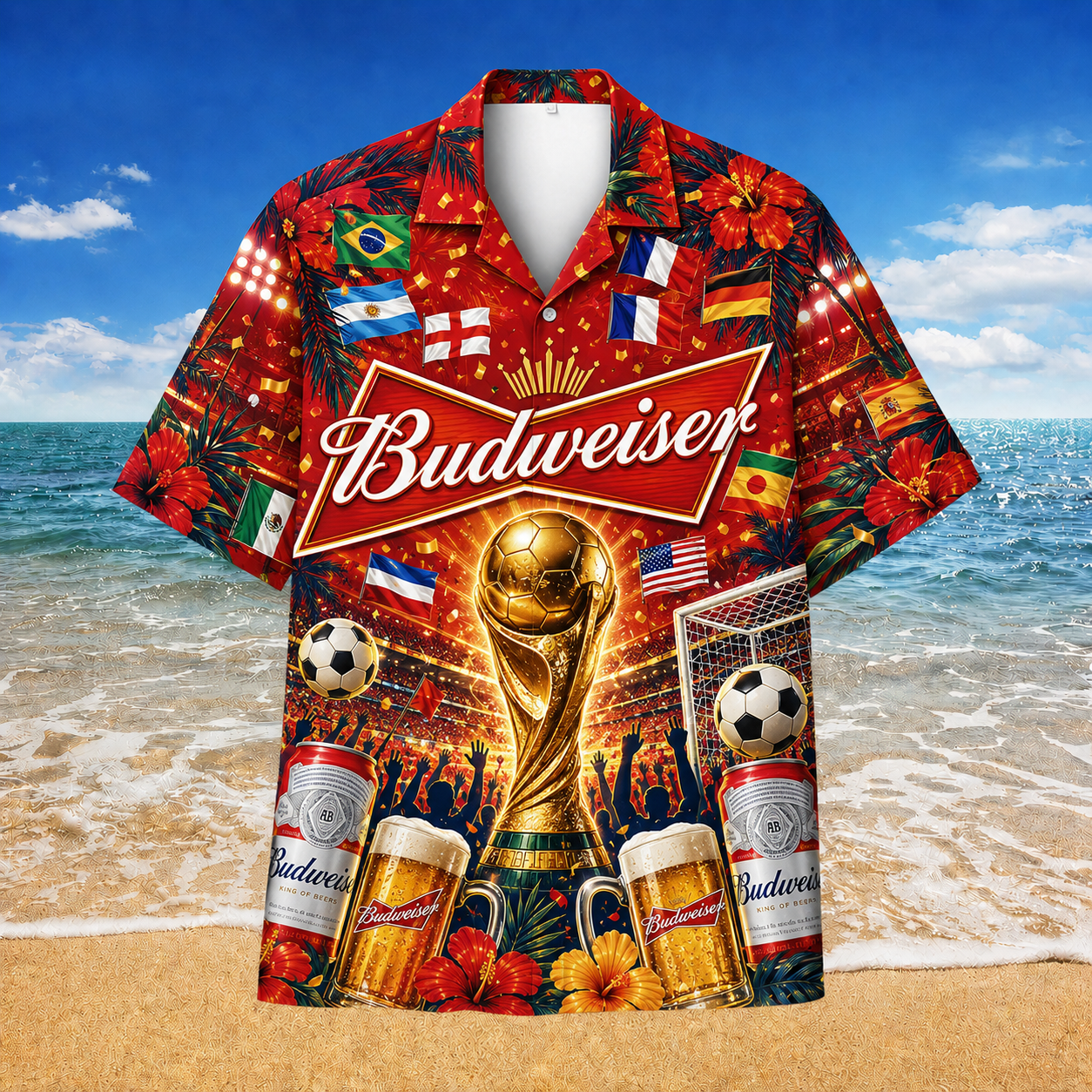 Budweiser Soccer Cup Tropical 2 Hawaiian Shirt