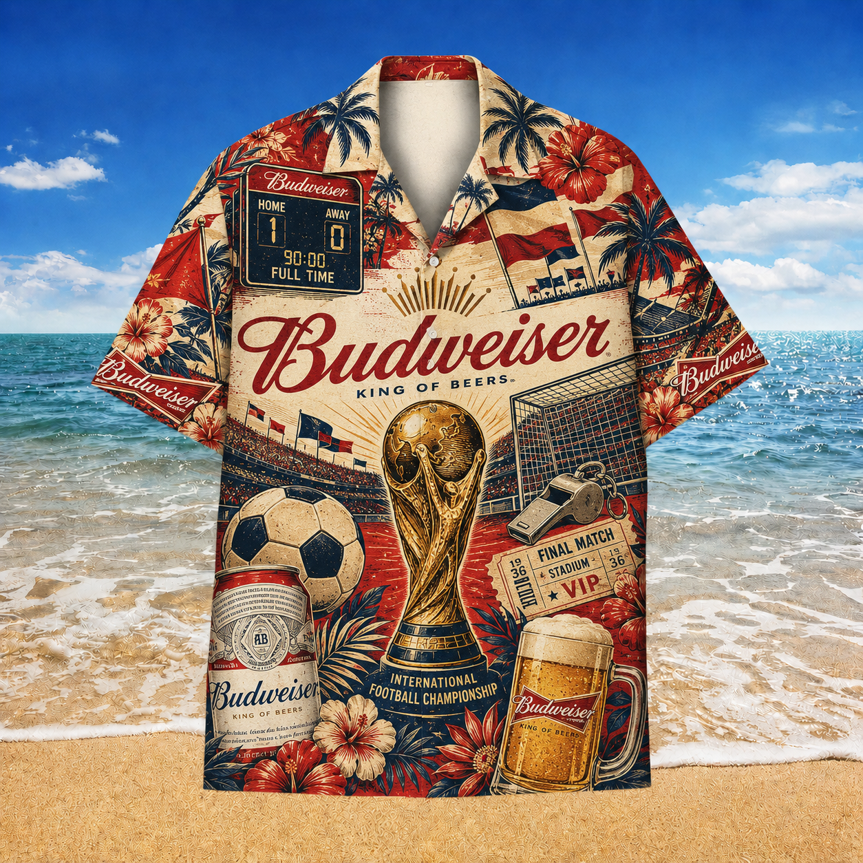 Budweiser World Football Party Aloha Shirt