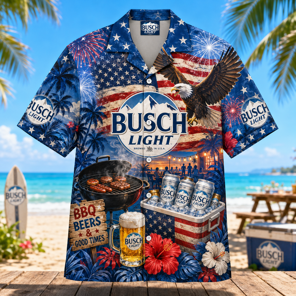 Busch Light 4th of July Hawaiian Shirt