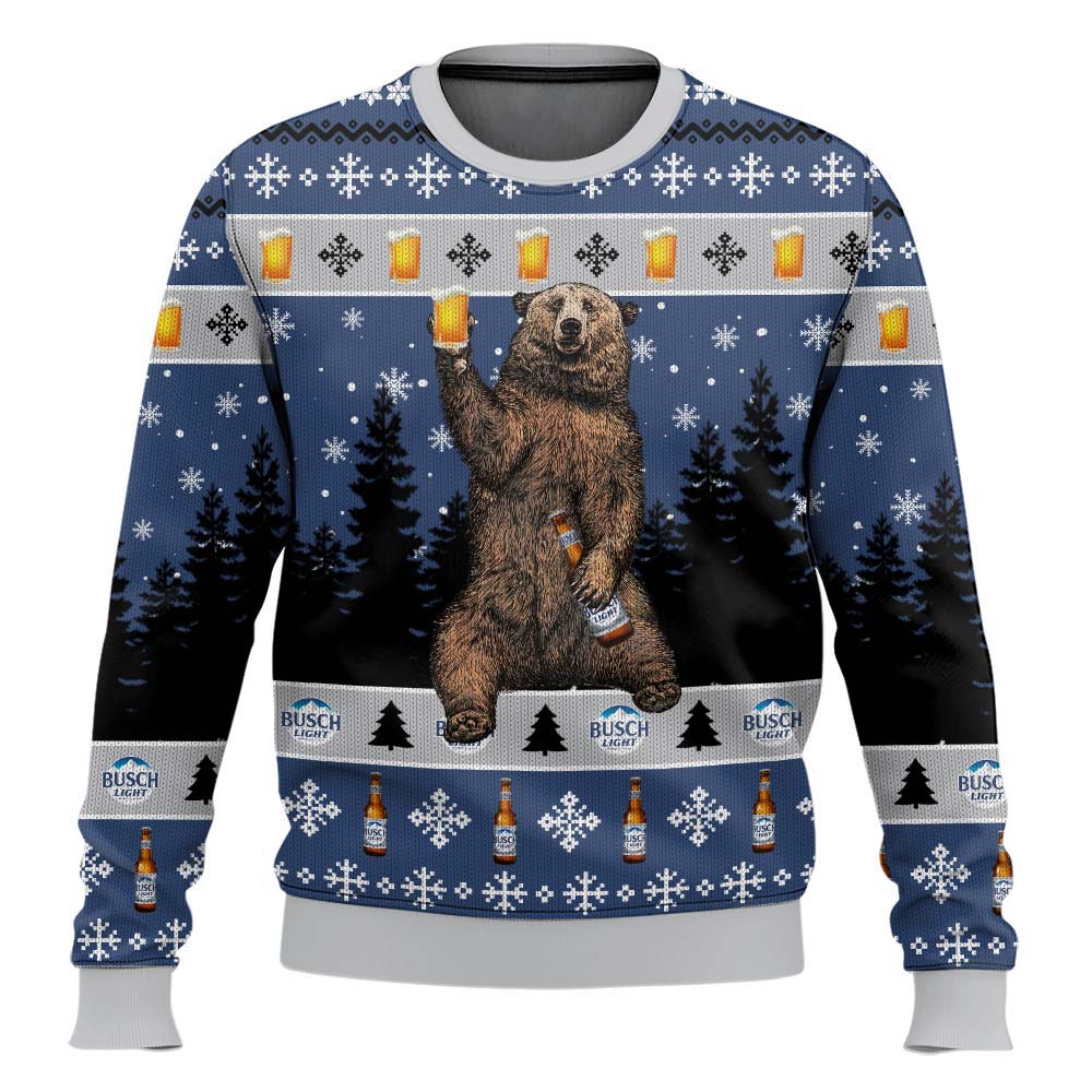Busch Light Drunk Bear Ugly Sweater