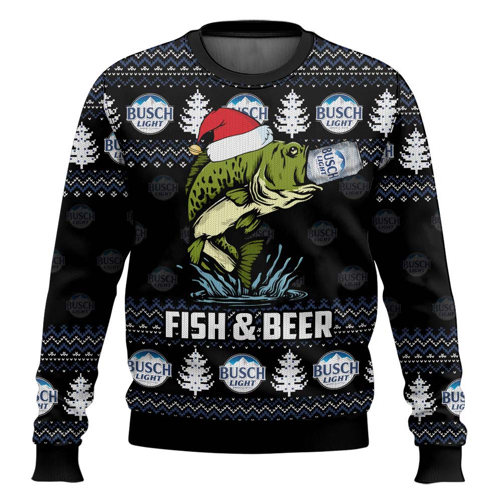 Busch Light Fish And Beer Ugly Sweater