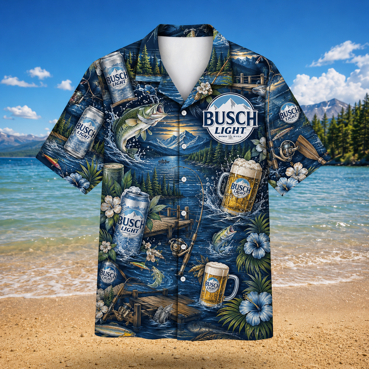 Busch Light Fishing Adventure Hawaiian Shirt