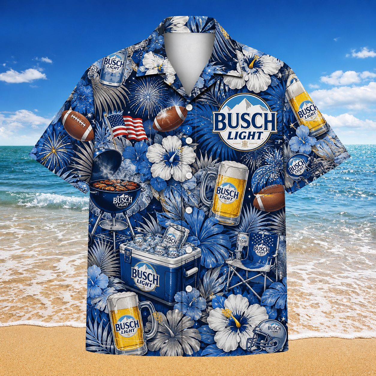 Busch Light Football BBQ Hawaiian Shirt
