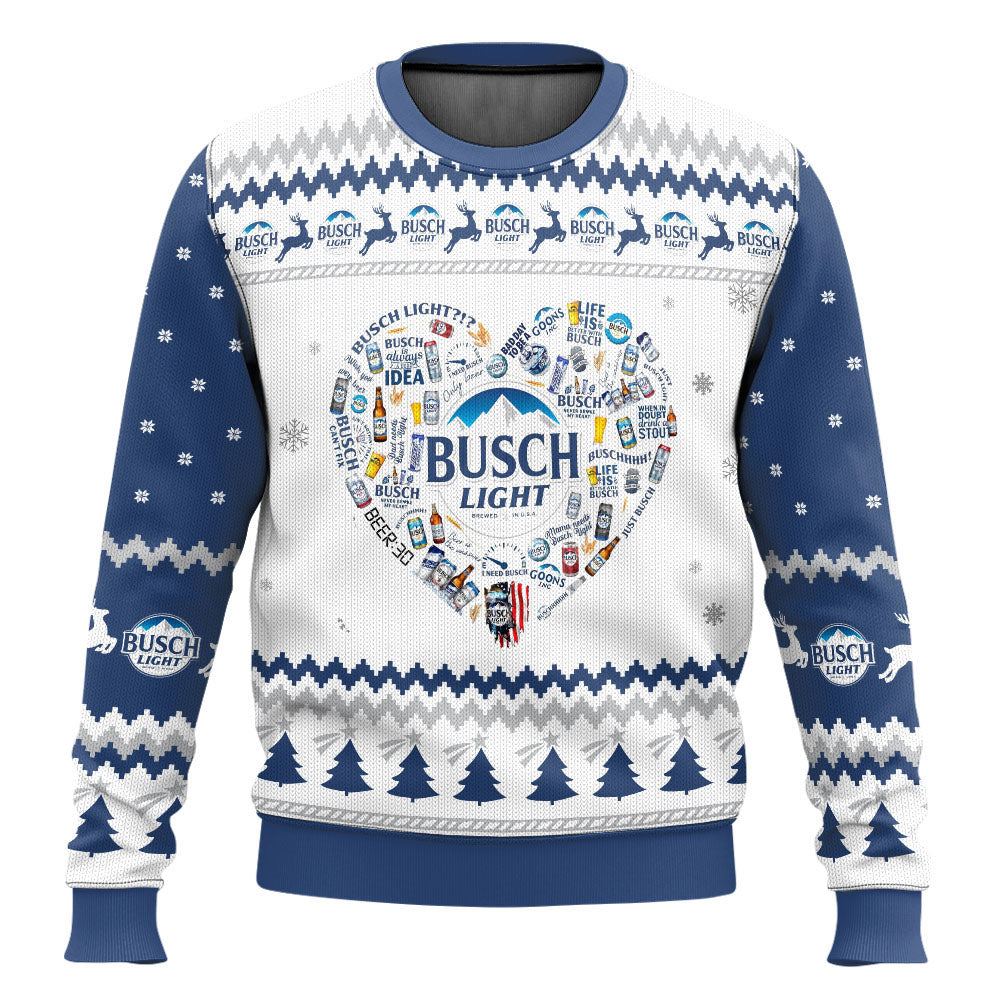 Busch Light Heart  Ugly Sweater