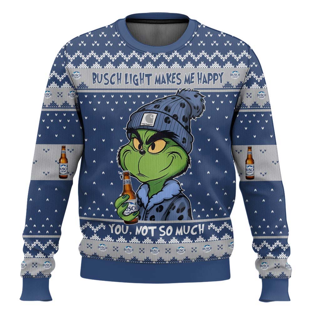Busch Light Makes Me Happy Ugly Sweater