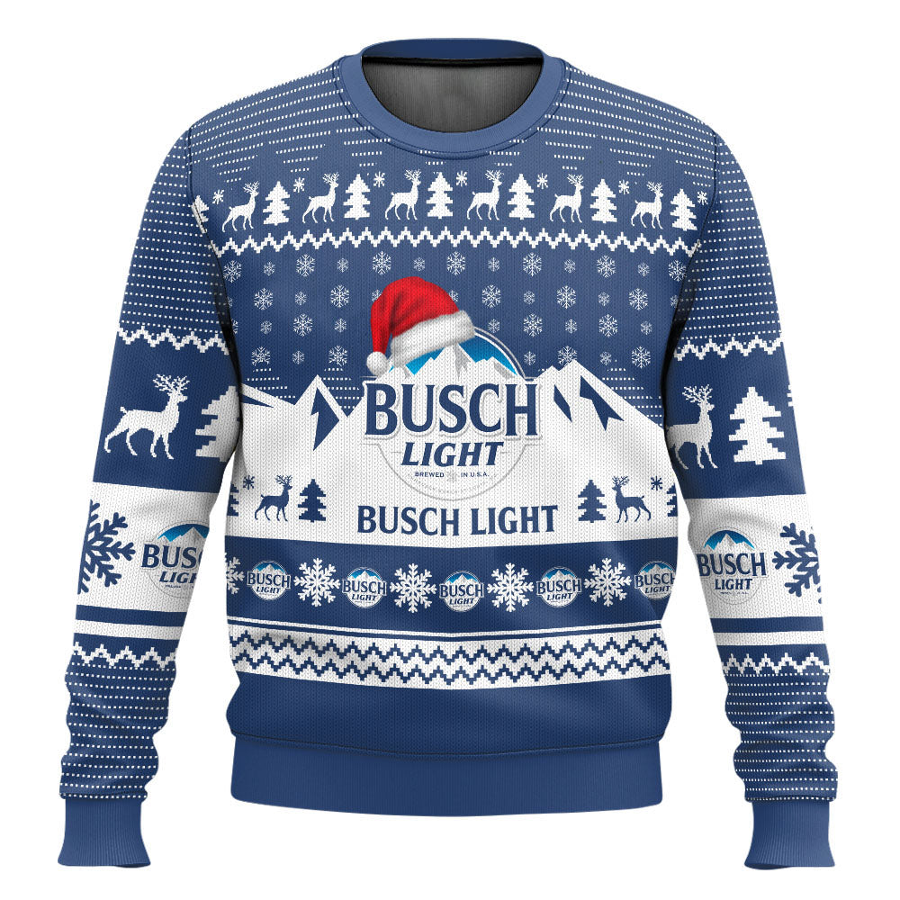 Busch Light Santa Hat Ugly Sweater
