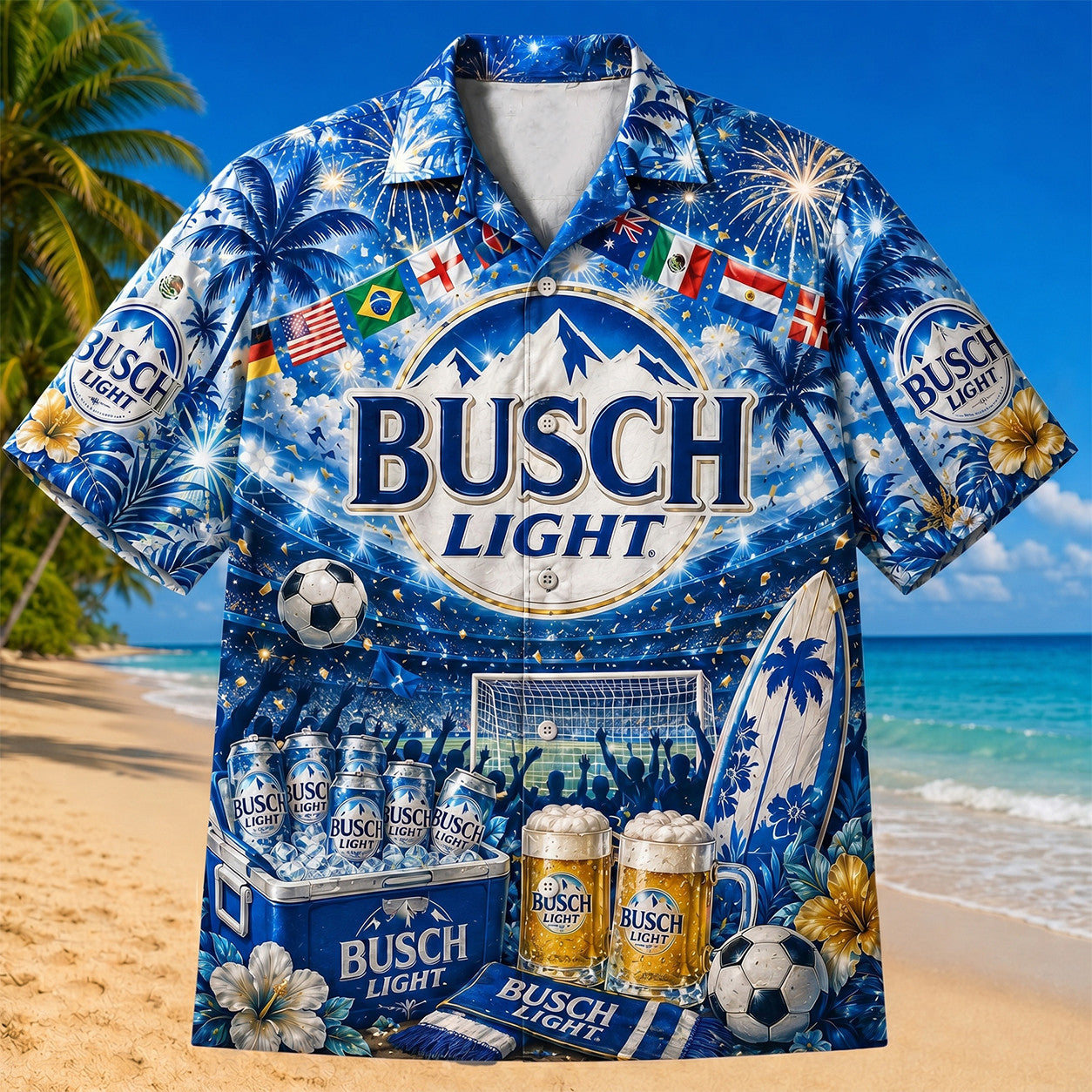 Busch Light Soccer Fan Aloha Shirt