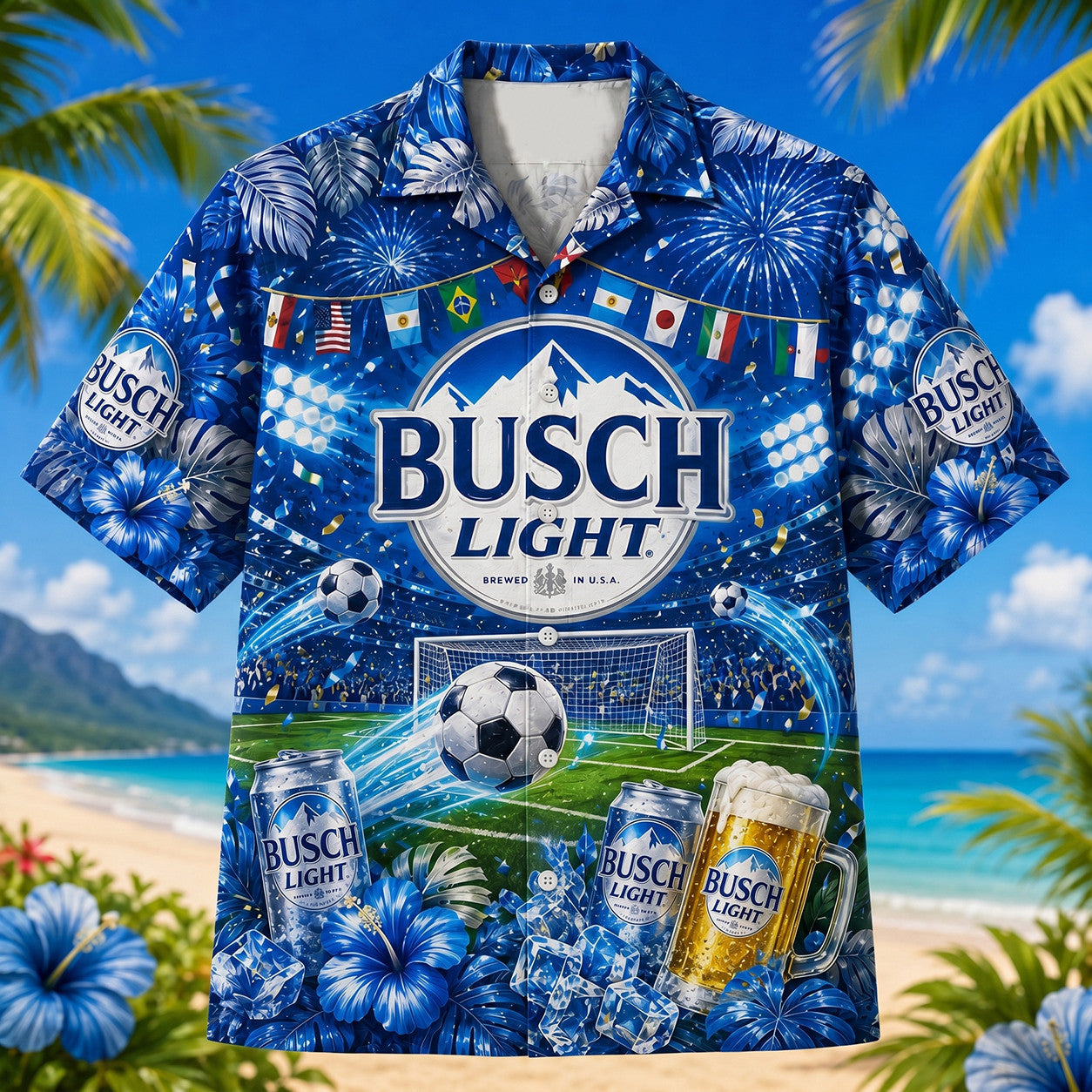Busch Light Soccer Trophy Hawaiian Shirt