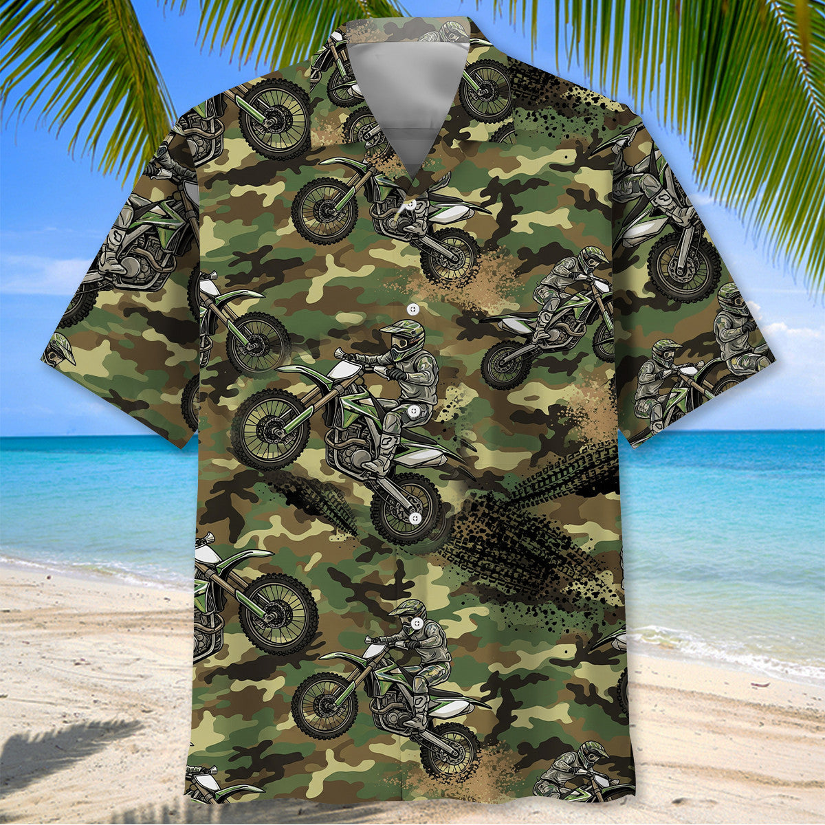 Camouflage Dirt Bike Racing Hawaiian Shirt