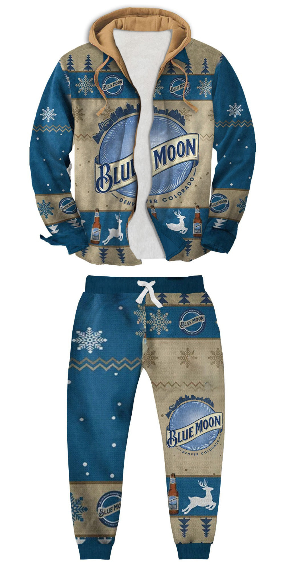 Cerulean Geometric Holiday Ugly Zip Hoodie & Sweatpant Set