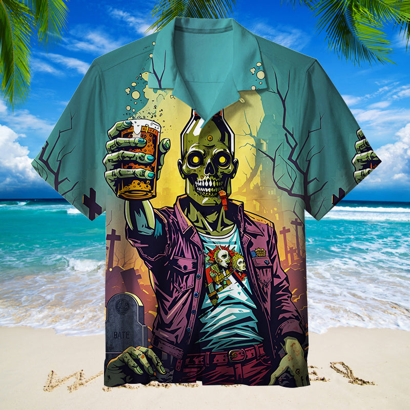 Cheers Beer Skull Unisex Hawaiian Shirt