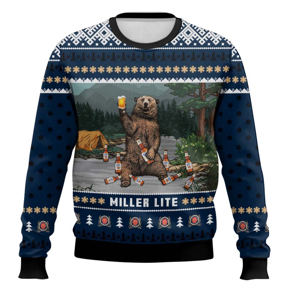 Christmas Bear Drinking Ugly Sweater