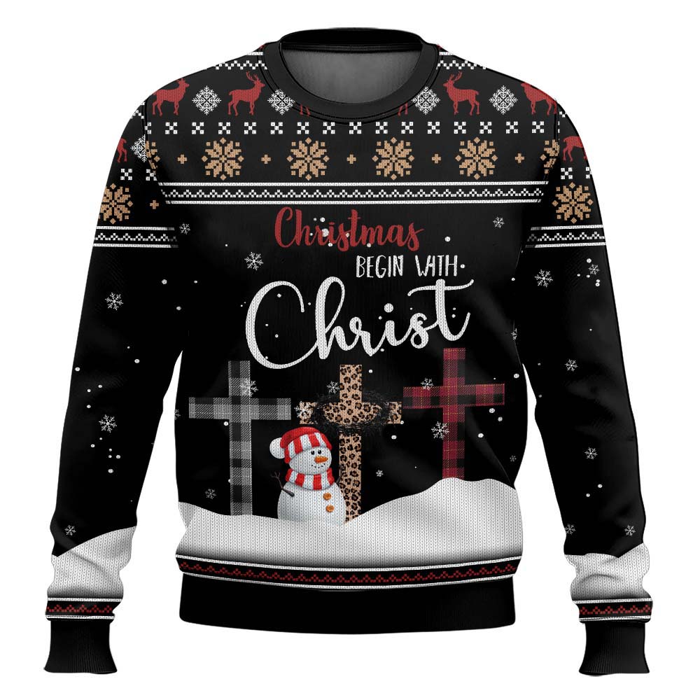 Christmas Begin With Christ Ugly Sweater