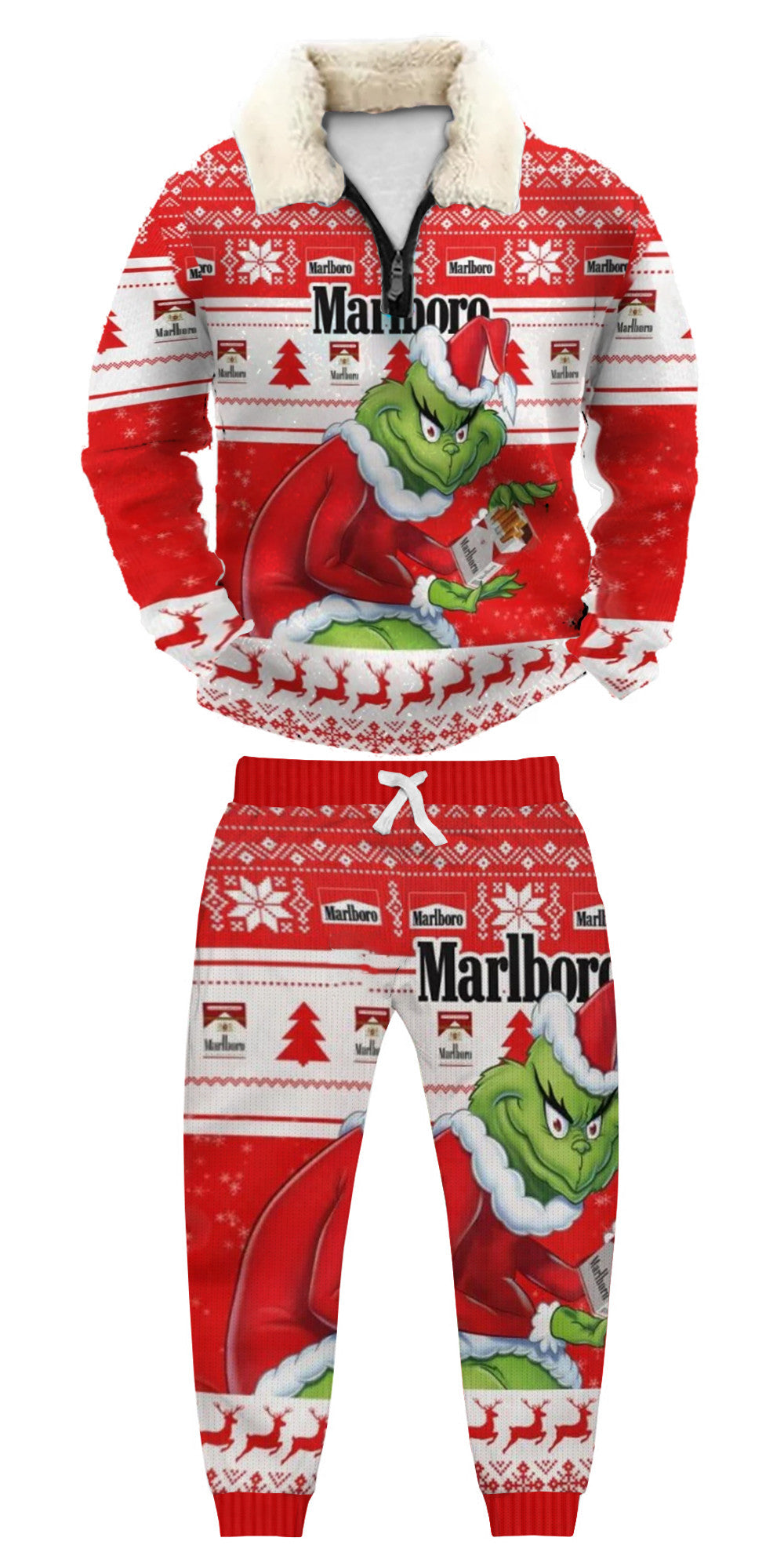 Christmas Ugly Quarter Zip Sweatshirt& Sweatpant Set Edition002