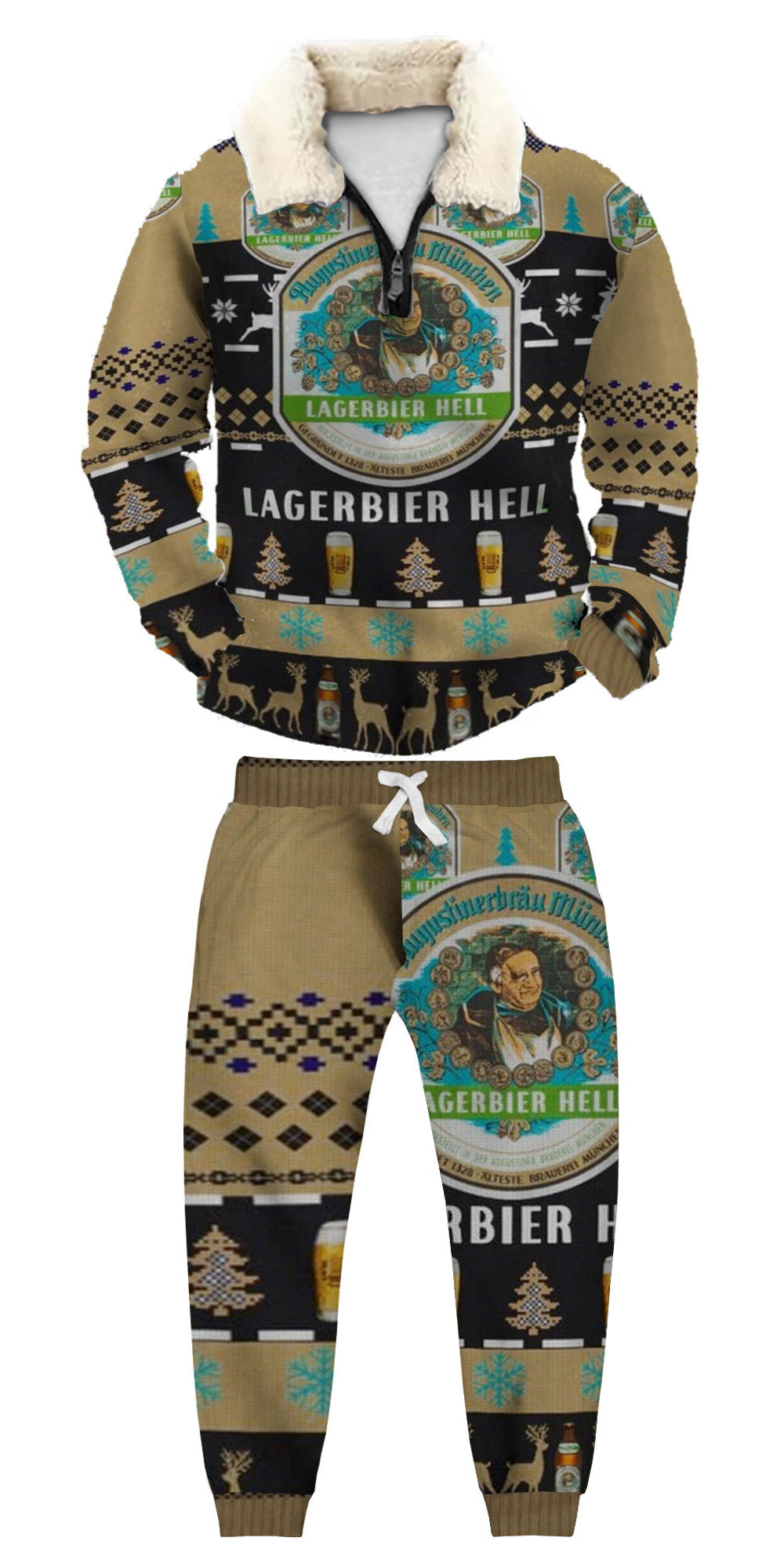 Christmas Ugly Quarter Zip Sweatshirt& Sweatpant Set Edition003