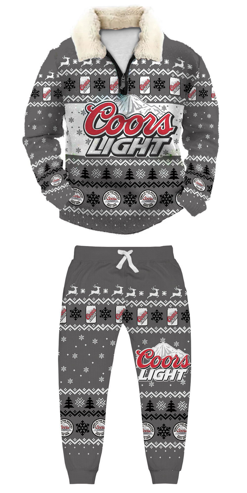 Christmas Ugly Quarter Zip Sweatshirt & Sweatpant Set Edition004