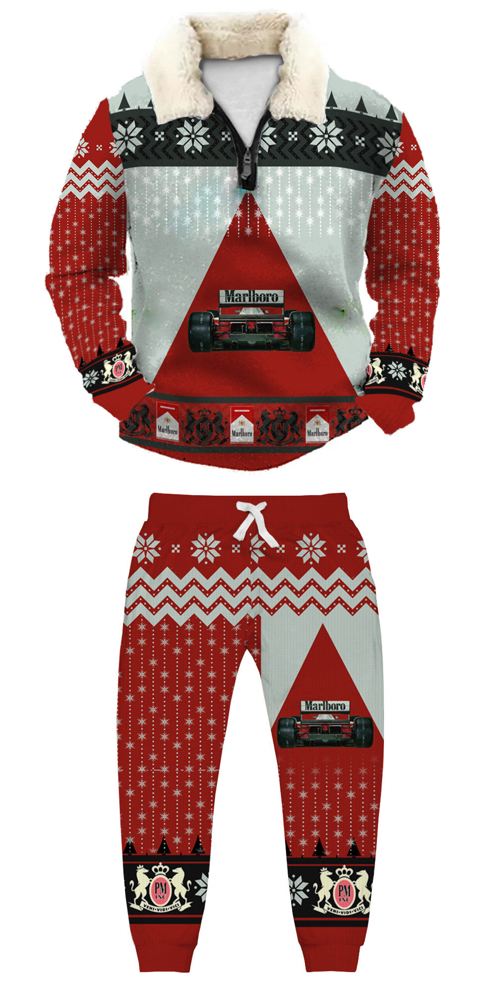 Christmas Ugly Quarter Zip Sweatshirt & Sweatpant Set Edition008