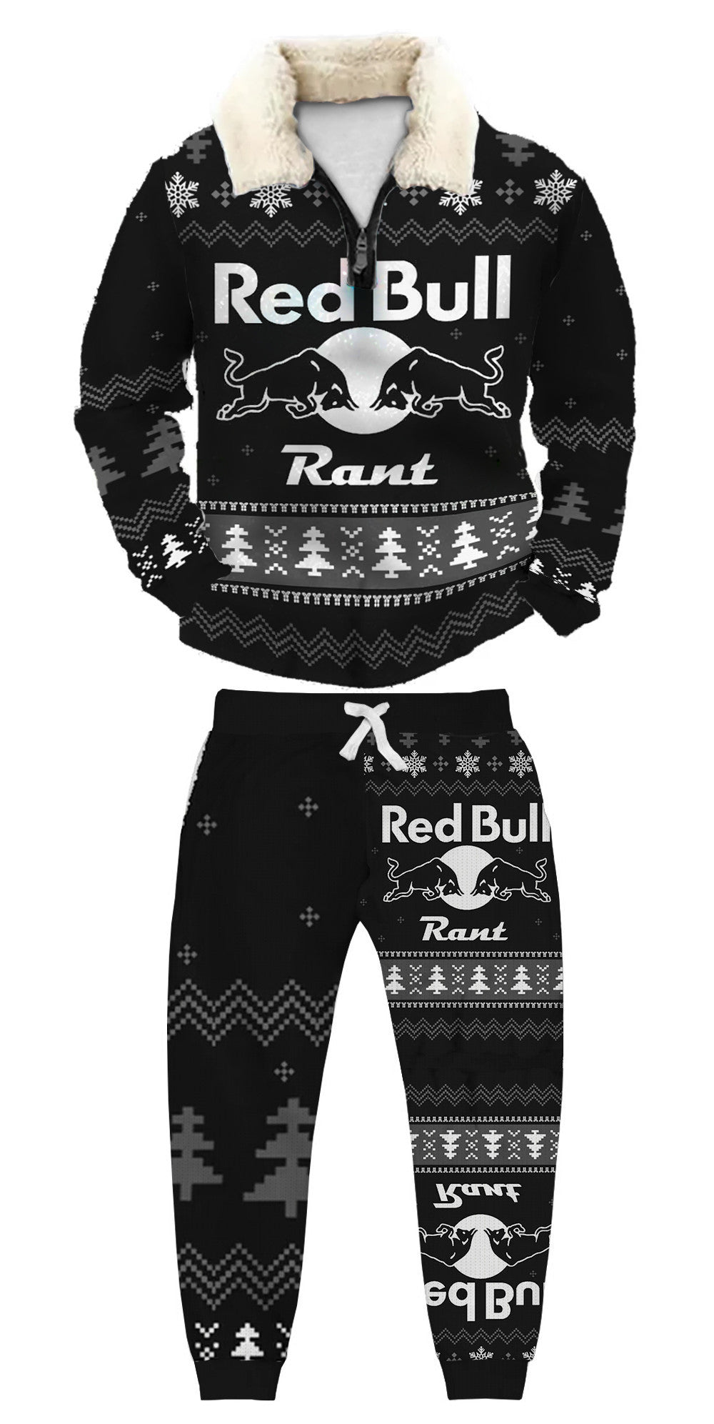 Christmas Ugly Quarter Zip Sweatshirt & Sweatpant Set Edition012