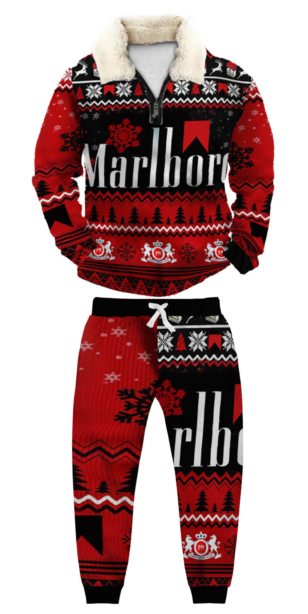 Christmas Ugly Quarter Zip Sweatshirt & Sweatpant Set Edition015