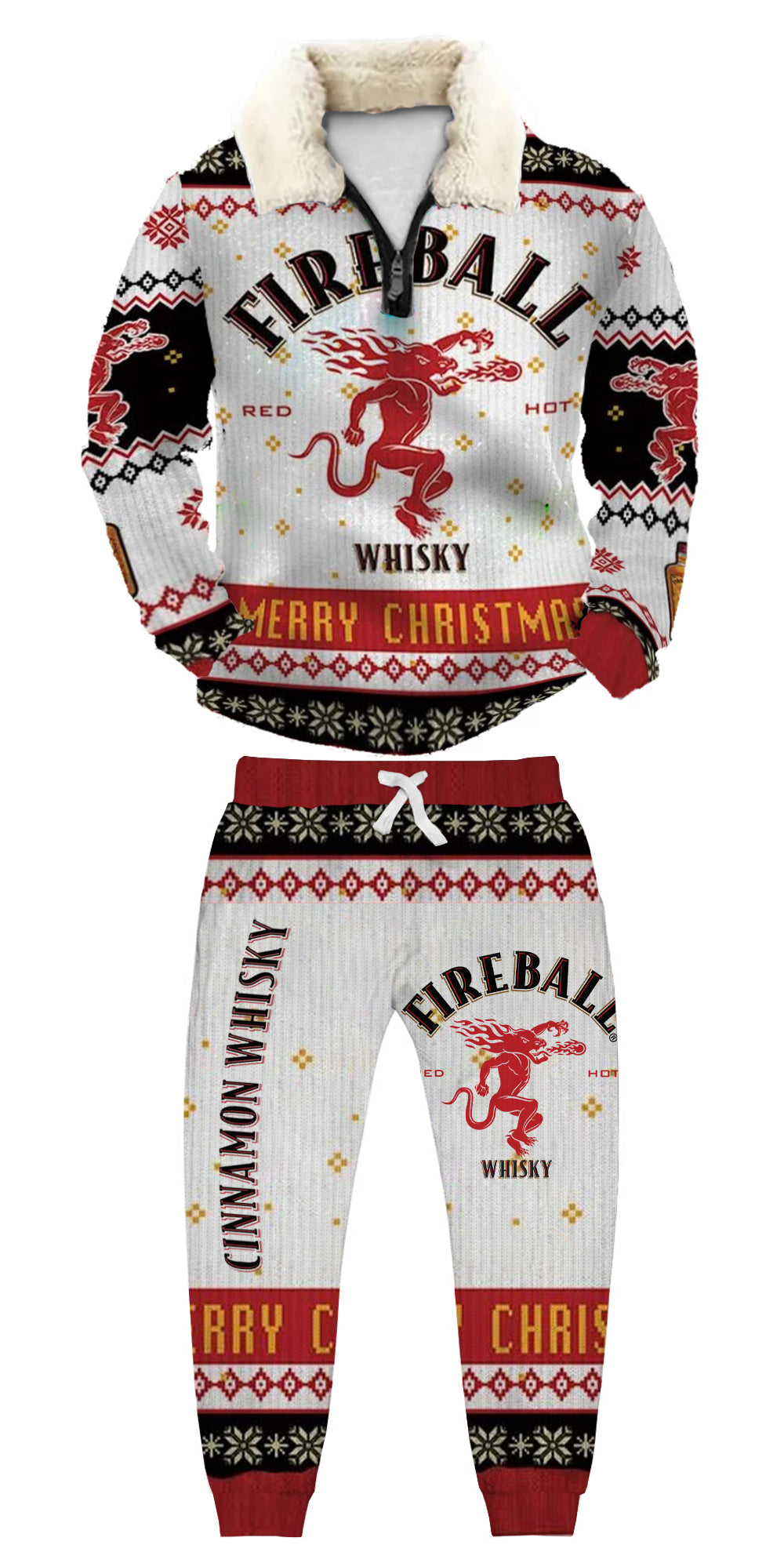 Christmas Ugly Quarter Zip Sweatshirt & Sweatpant Set Edition016