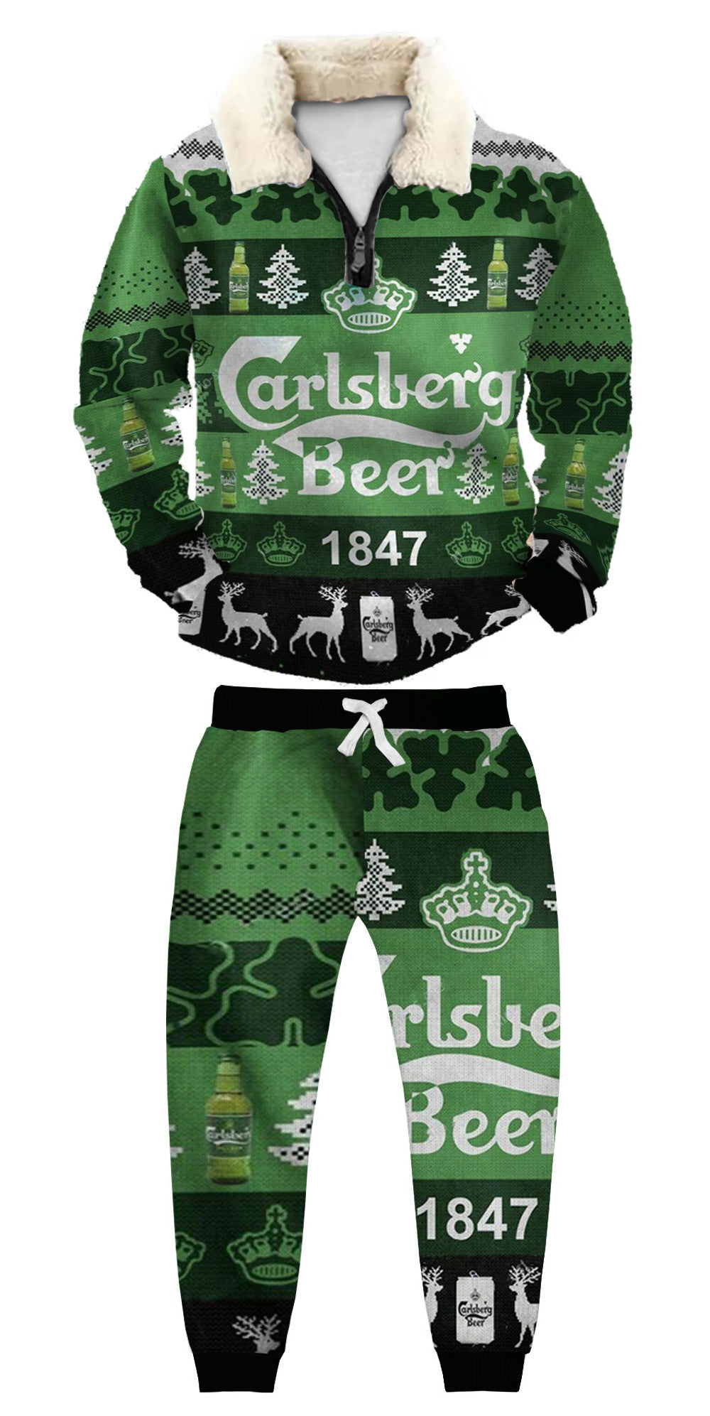 Christmas Ugly Quarter Zip Sweatshirt & Sweatpant Set Edition028