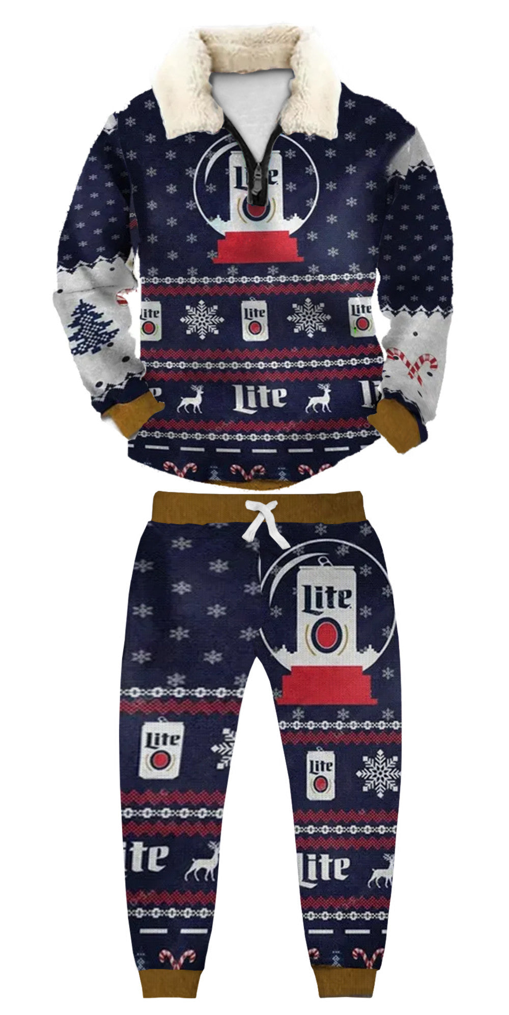 Christmas Ugly Quarter Zip Sweatshirt & Sweatpant Set Edition030