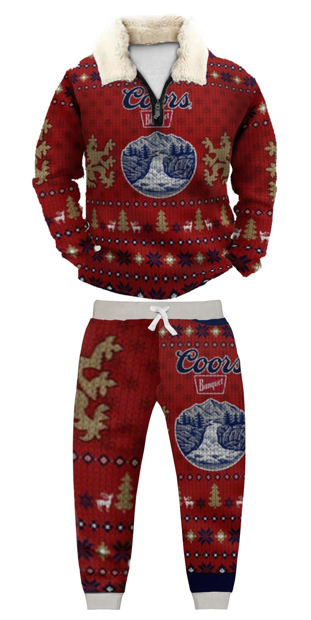 Christmas Ugly Quarter Zip Sweatshirt & Sweatpant Set Edition032