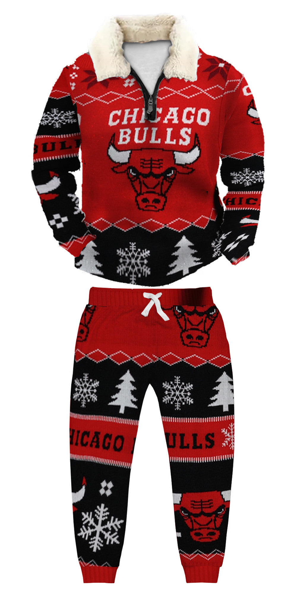 Christmas Ugly Quarter Zip Sweatshirt & Sweatpant Set Edition042