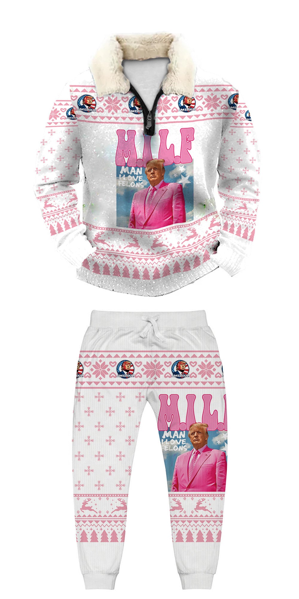 Christmas Ugly Quarter Zip Sweatshirt & Sweatpant Set Edition054