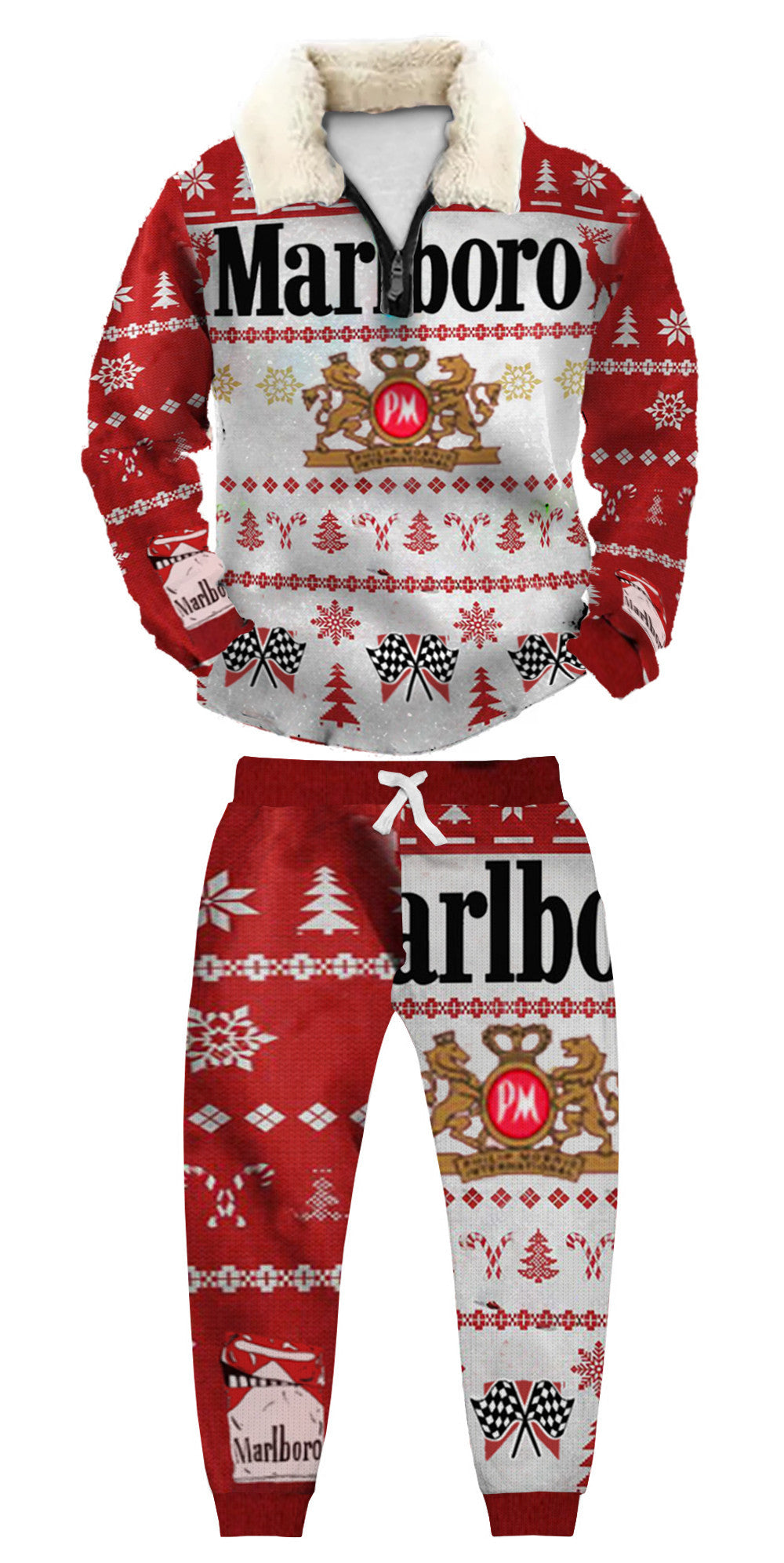 Christmas Ugly Quarter Zip Sweatshirt & Sweatpant Set Edition063
