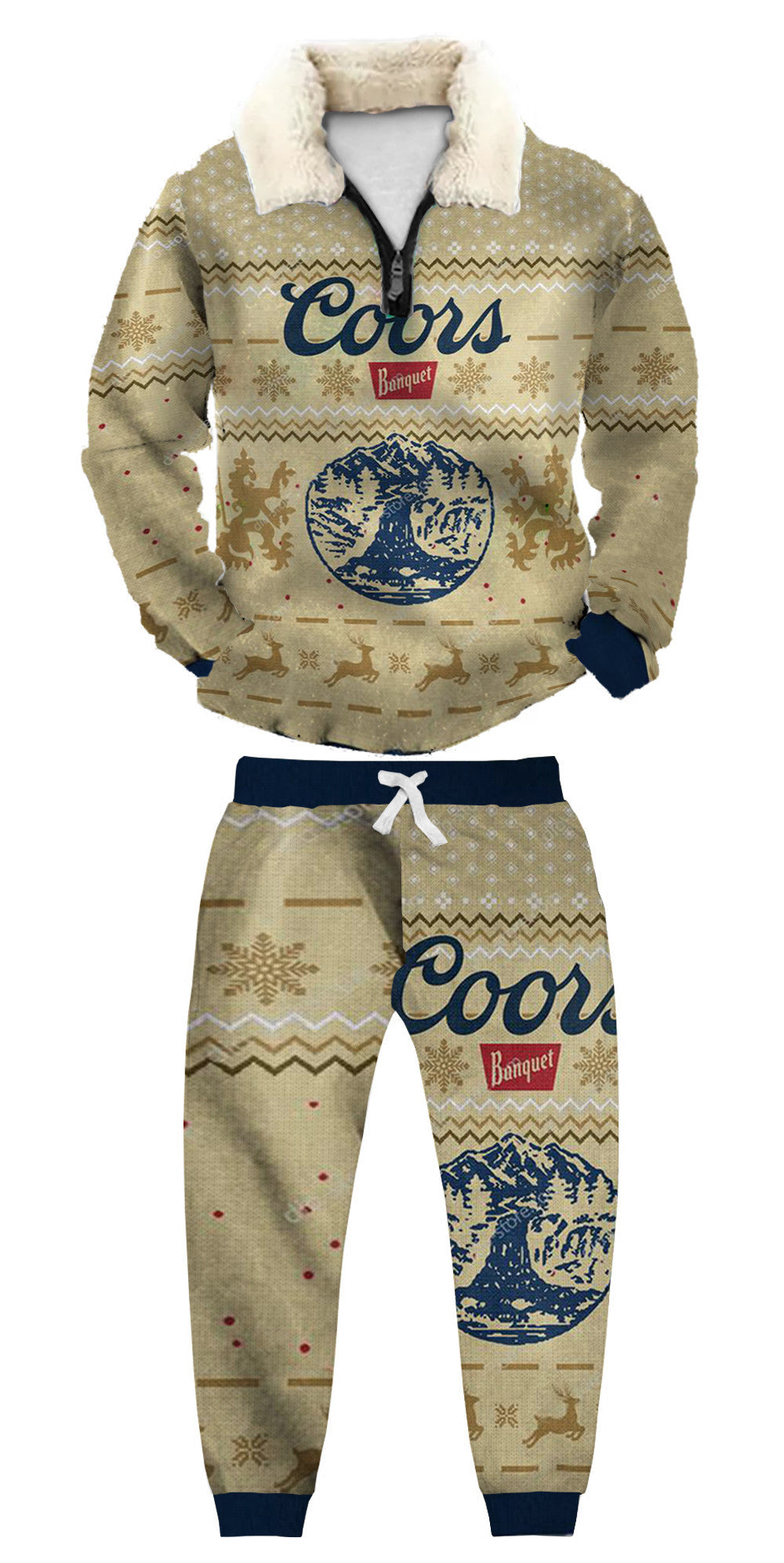 Christmas Ugly Quarter Zip Sweatshirt & Sweatpant Set Edition064