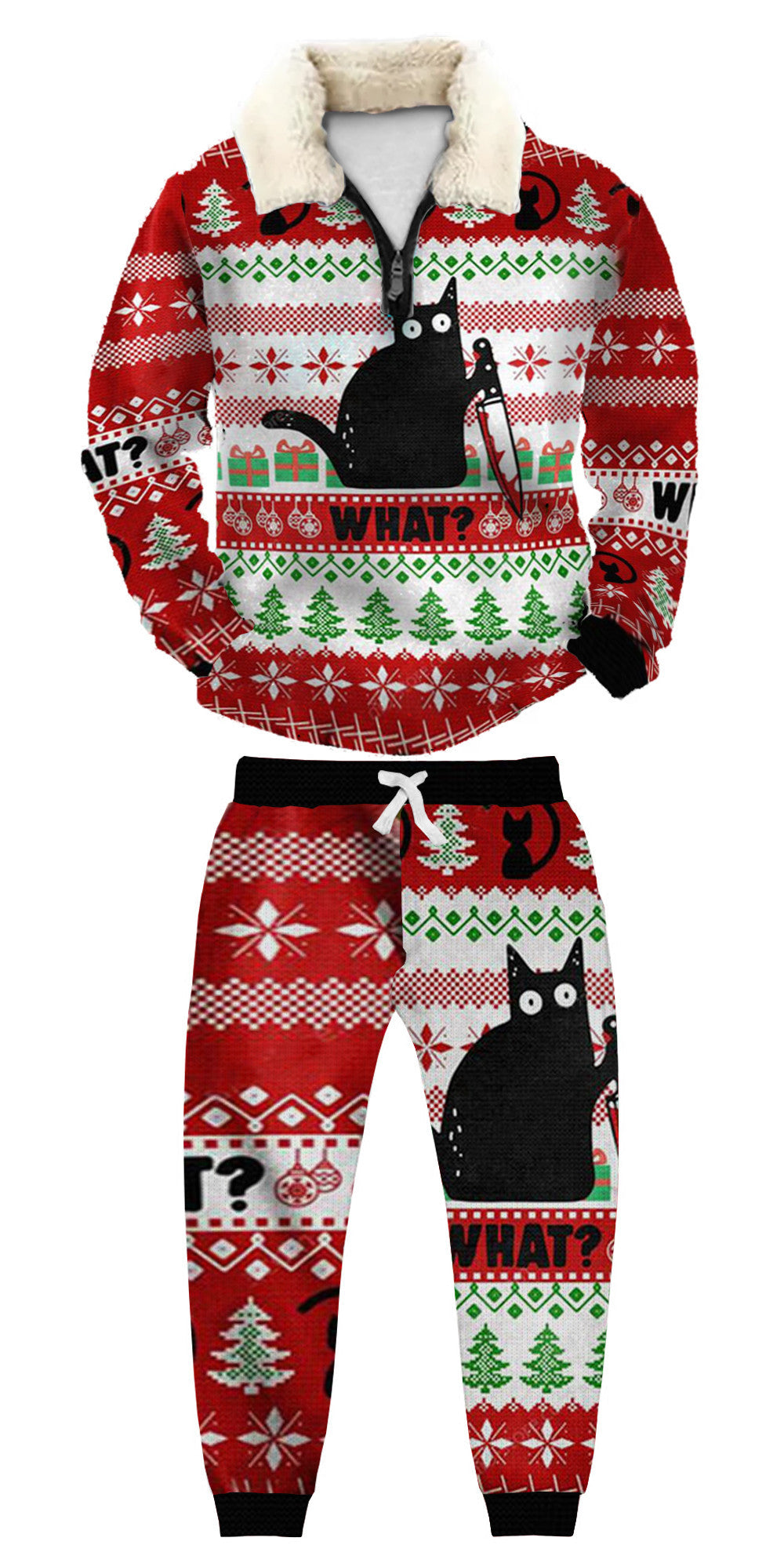 Christmas Ugly Quarter Zip Sweatshirt & Sweatpant Set Edition073